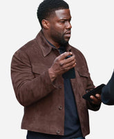 Cyrus Movie Lift 2024 Kevin Hart Brown Suede Leather Jacket